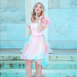 Shein rainbow puff dress! 🌈